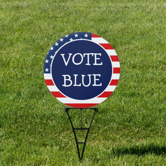 US Flag Political Statement Democrat Vote Blue Sign (Insitu)