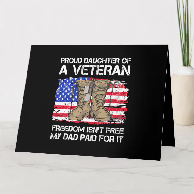 Us Flag Proud Daughter Of A Veteran US Military Ve Card | Zazzle
