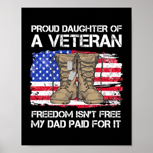 Us Flag Proud Daughter Of A Veteran US Military Ve Poster