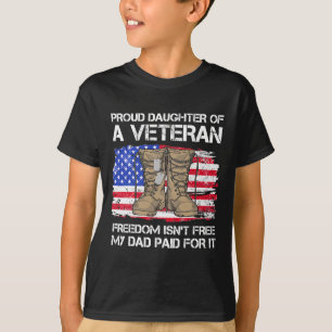 Us Flag Proud Daughter Of A Veteran US Military Ve T-Shirt