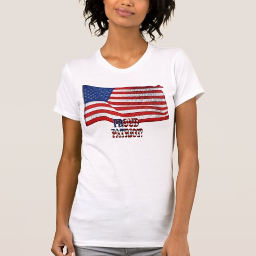 US FLAG  Proud Patriot Text Shirt