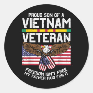 Us Flag Proud Son Vietnam Veteran Memorial Day Pat Classic Round Sticker