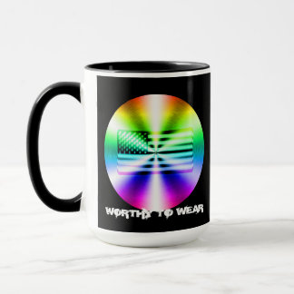 US Flag Rainbow Shield - Worthy To Wear Mug