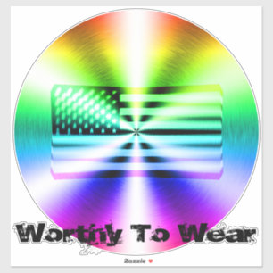 US Flag Rainbow Shield - Worthy To Wear Sticker