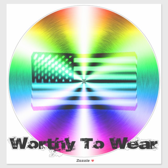 US Flag Rainbow Shield - Worthy To Wear Sticker (Sheet)