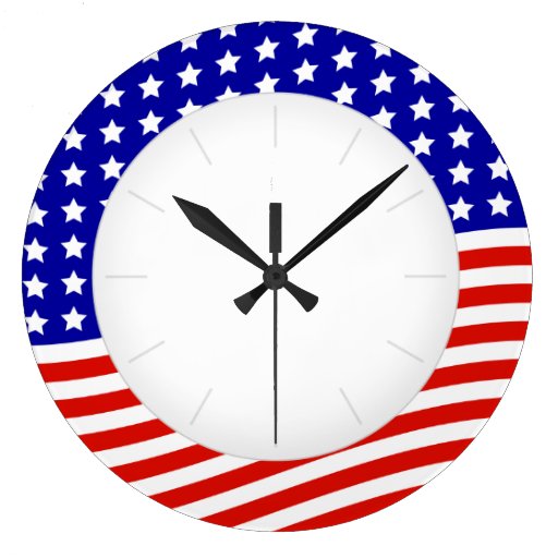 US Flag Red White and Blue 4th of July Patriotic Clock