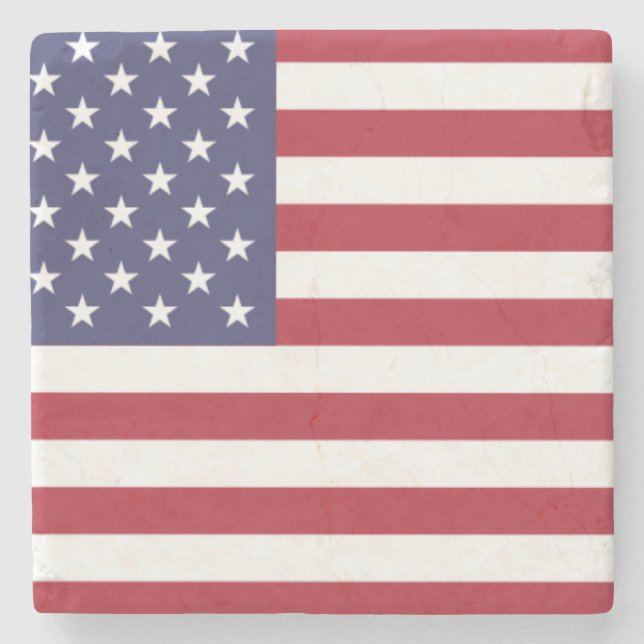 US flag red white and blue Stone Coaster (Front)