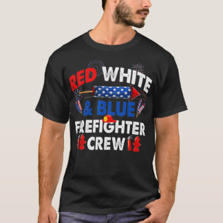 US Flag Red White & Blue Firefighter Crew 4th of J T-Shirt