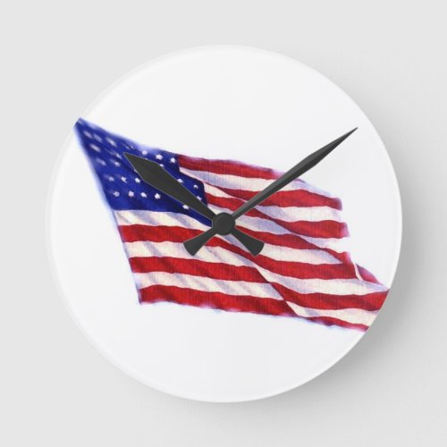 US Flag Round Clock