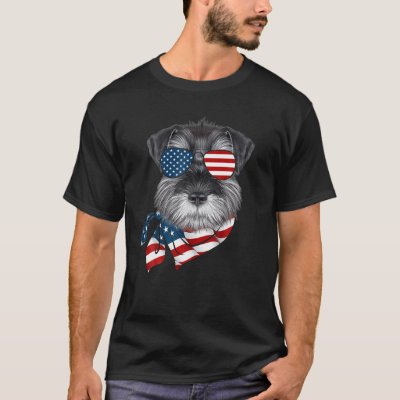 US Flag Schnauzer Patriotic 4Th Of July Dog Lover T-Shirt