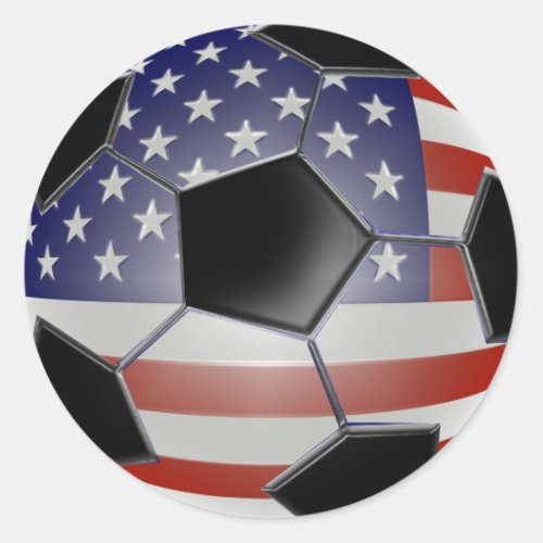 US Flag Soccer Ball Classic Round Sticker