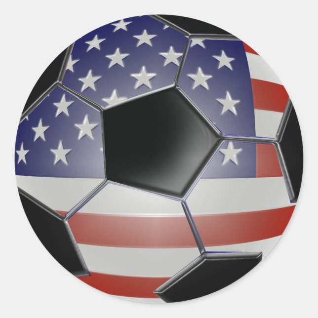 US Flag Soccer Ball Classic Round Sticker (Front)