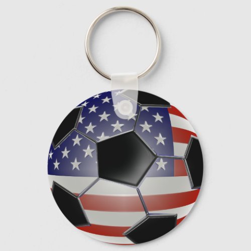 US Flag Soccer Ball Keychain