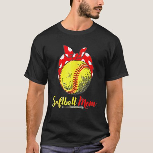 Us Flag Softball Player Mom  For Mothers Day T_Shirt