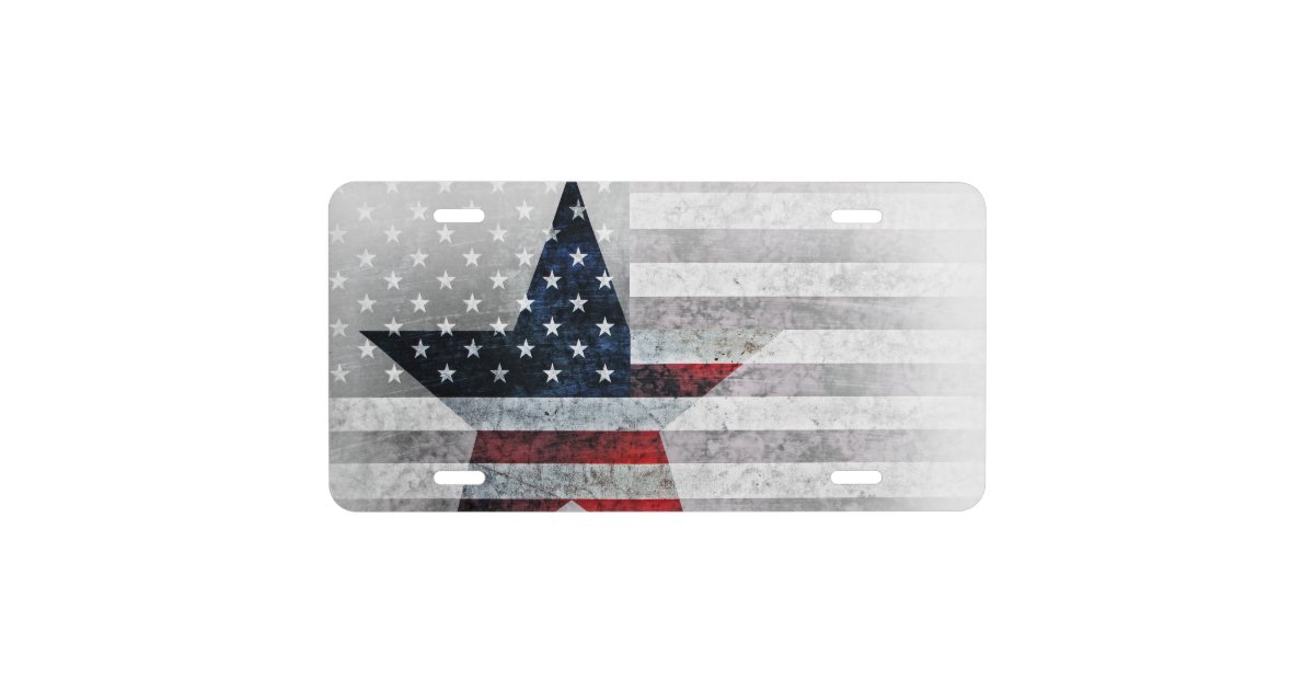 US Flag Star License Plate | Zazzle