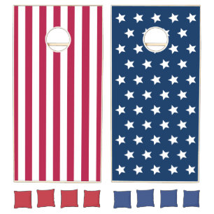 US Flag Stars And Stripes Red White And Blue Cornhole Set