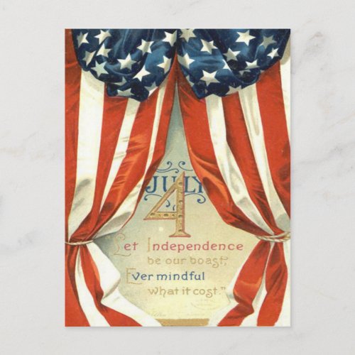US Flag Stars  Stripes 4th of July Postcard