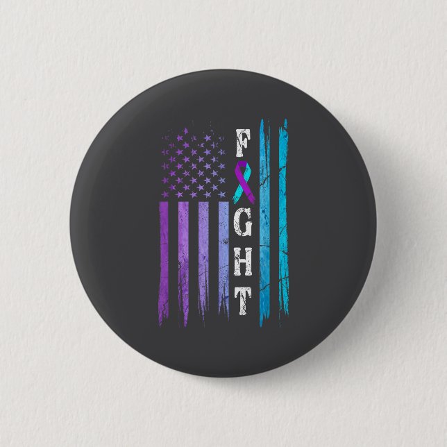 Us Flag Suicide Prevention Awareness Fight Wear Pu Button (Front)