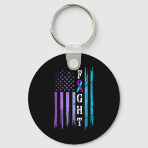 Us Flag Suicide Prevention Awareness Fight Wear Pu Keychain