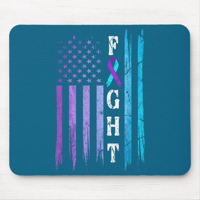 Us Flag Suicide Prevention Awareness Fight Wear Pu Mouse Pad (Front)