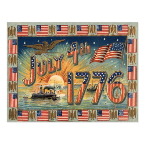 US Flag Sunrise Bald Eagle Ship Postcard | Zazzle