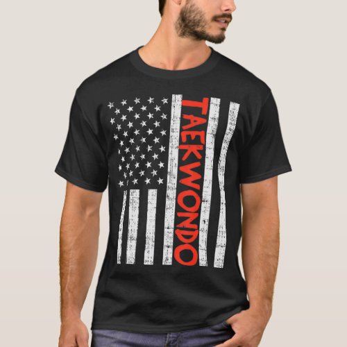 US Flag Taekwondo Vintage Patriotic Martial Arts T_Shirt
