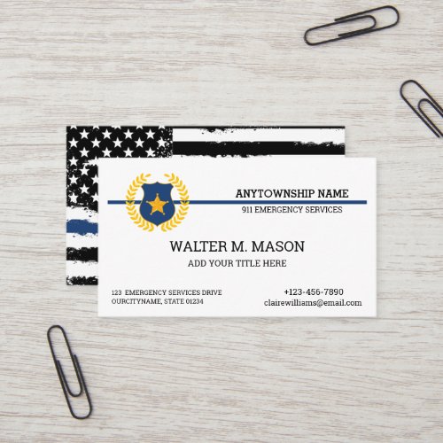 US FLAG  Thin Blue Line Police   Business Card