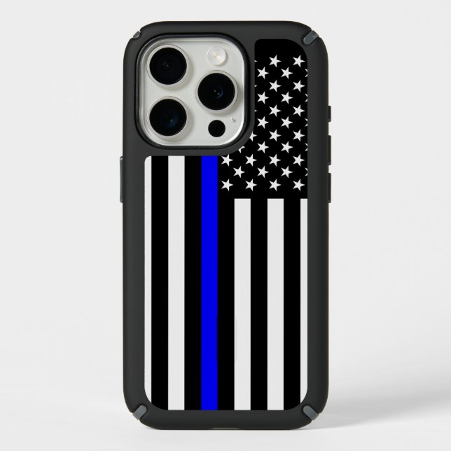 US Flag Thin Blue Line Symbolic on Speck iPhone Case (Front)
