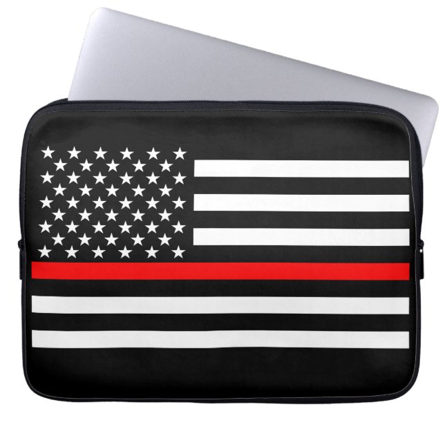 US Flag Thin Red Line Graphic Laptop Sleeve (Front)