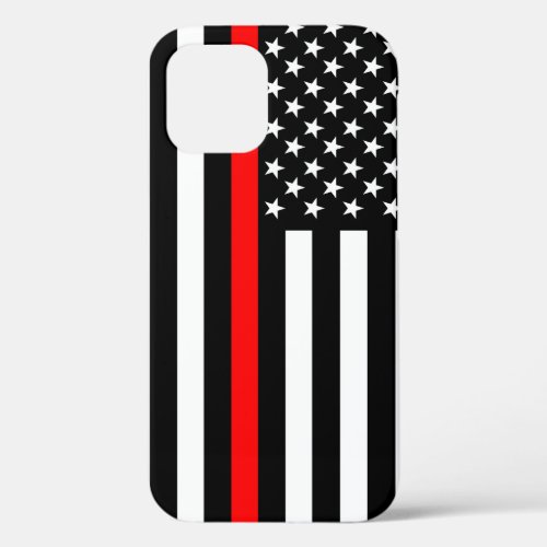 US Flag Thin Red Line Symbolic on a iPhone 12 Case