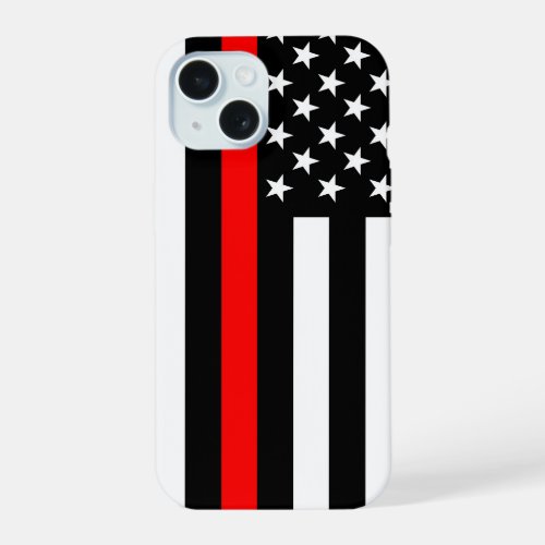 US Flag Thin Red Line Symbolic on iPhone 15 Case