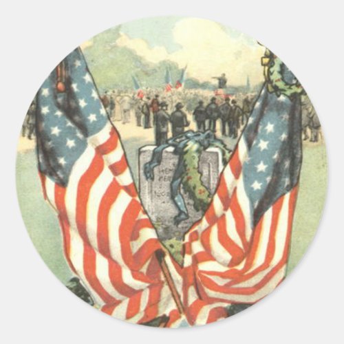 US Flag Tombstone Civil War Parade Classic Round Sticker
