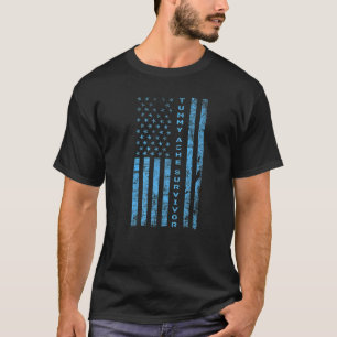 US Flag Tummy Ache Survivor Abdominal Ache Stomach T-Shirt