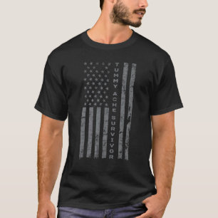 US Flag Tummy Ache Survivor Abdominal Ache Stomach T-Shirt