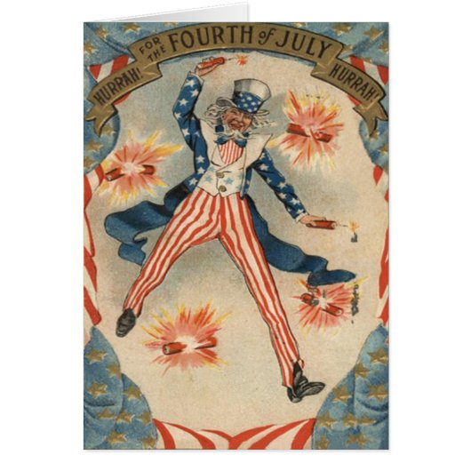 US Flag Uncle Sam Fireworks Firecracker Cards (Front)