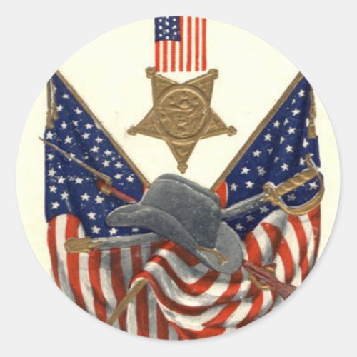 US Flag Union Civil War Medal Eagle Classic Round Sticker