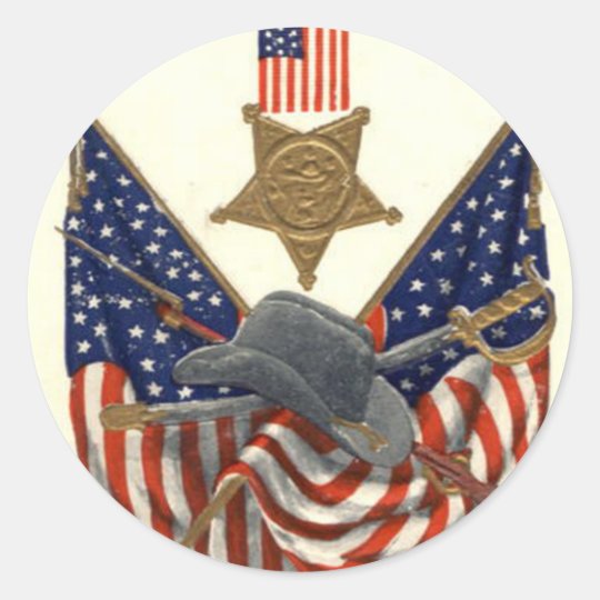 US Flag Union Civil War Medal Eagle Classic Round Sticker