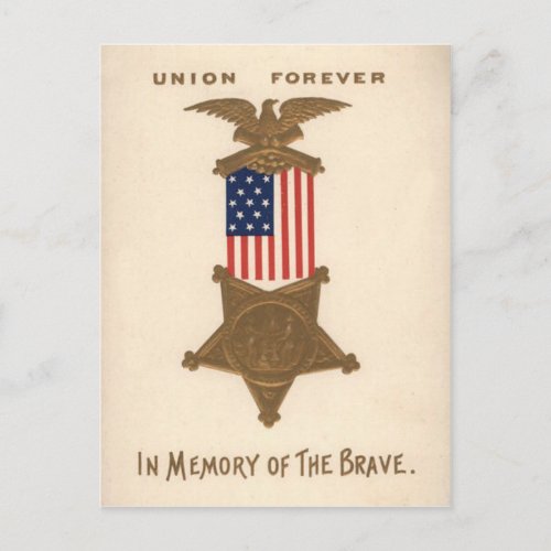 US Flag Union Civil War Medal Eagle Postcard