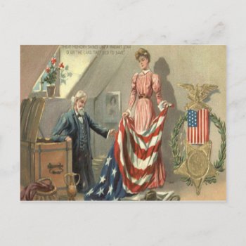 Us Flag Union Civil War Medal Eagle Wreath Postcard by kinhinputainwelte at Zazzle