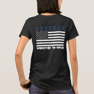 US Flag - Veteran NAVY BLUE - Worthy To Wear T-Shirt