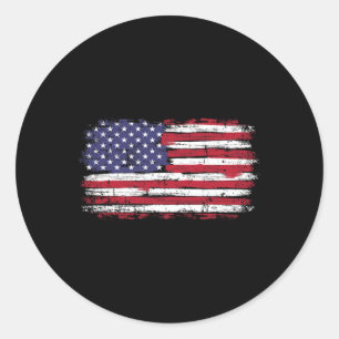 Us Flag Vintage For American Independence Day On 4 Classic Round Sticker