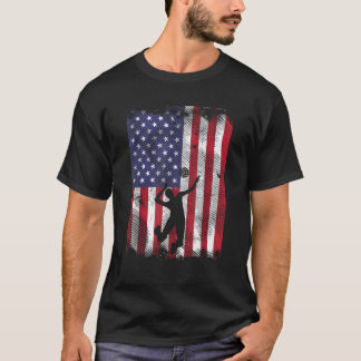 US Flag Volleyball Spiker Vintage Patriotic Men Wo T-Shirt