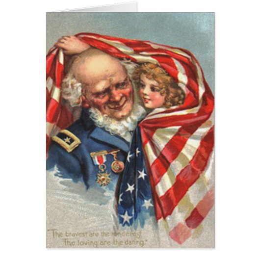 US Flag War Veteran Girl Cards (Front)
