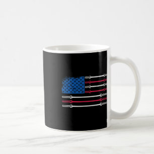 Us Flag Weightlifting Barbell Patriotic Love Fitne Coffee Mug