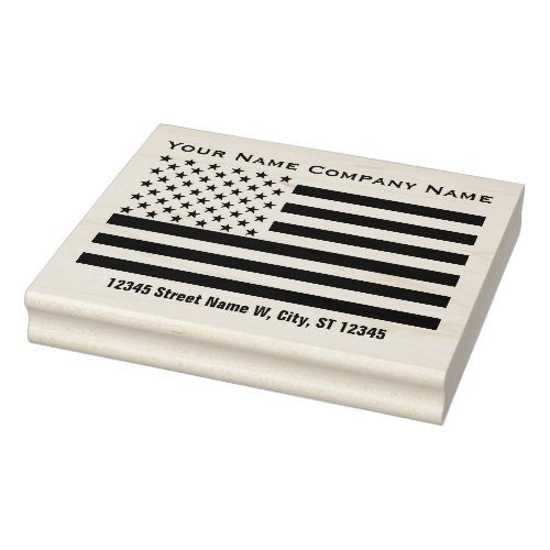 US Flag with 2 Lines of Text Rubber Stamp