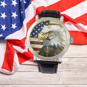 US Flag with American Eagle Vintage Watch