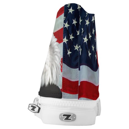 US FLAG WITH BALD EAGLE High-Top SNEAKERS (Left Shoe Back)