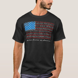 US Flag with Constitution Preamble and Pledge of A T-Shirt