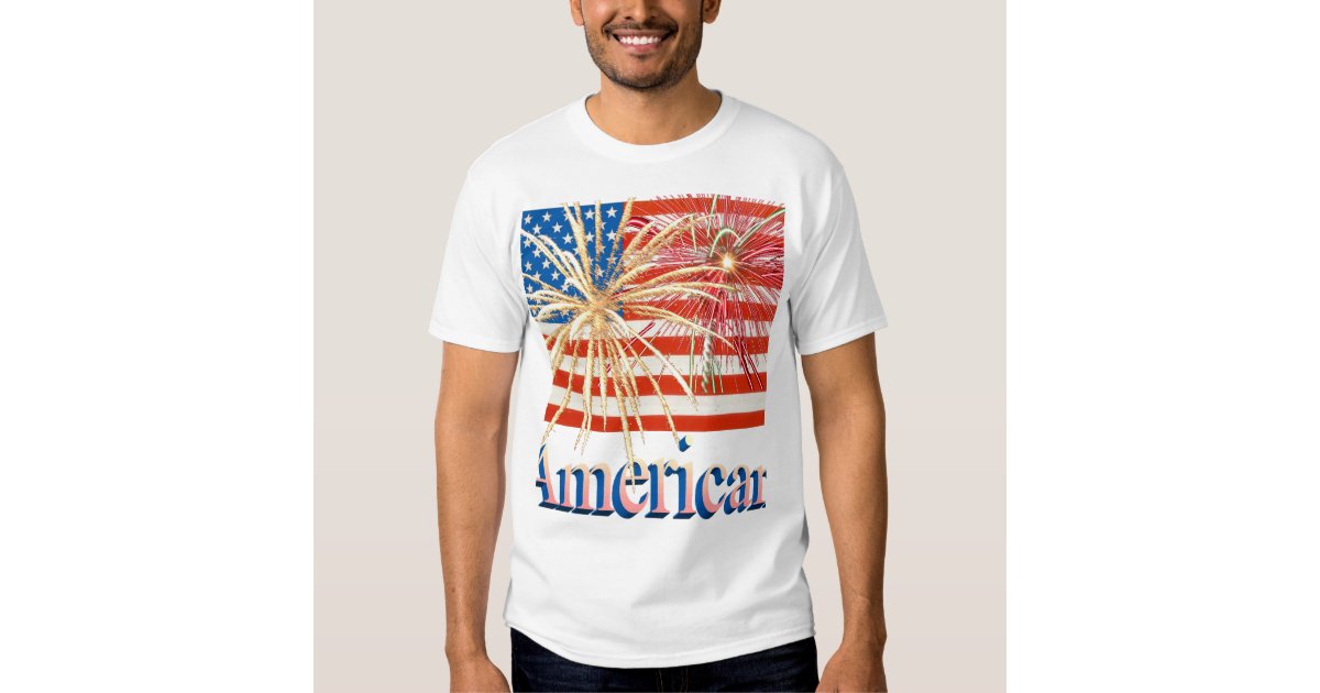 US Flag with Fireworks Tshirt | Zazzle