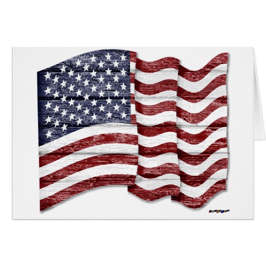US Flag with wood grain Cards (Front Horizontal)